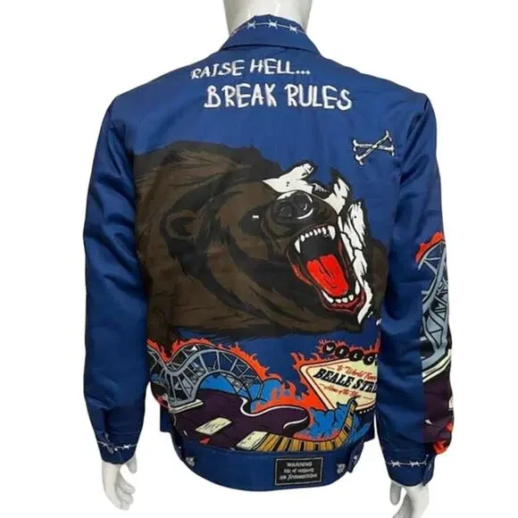 BRAND X Memphis Varsity Jacket XL | Raise Hell Break Rules Graphic Streetwear - Picture 2 of 9